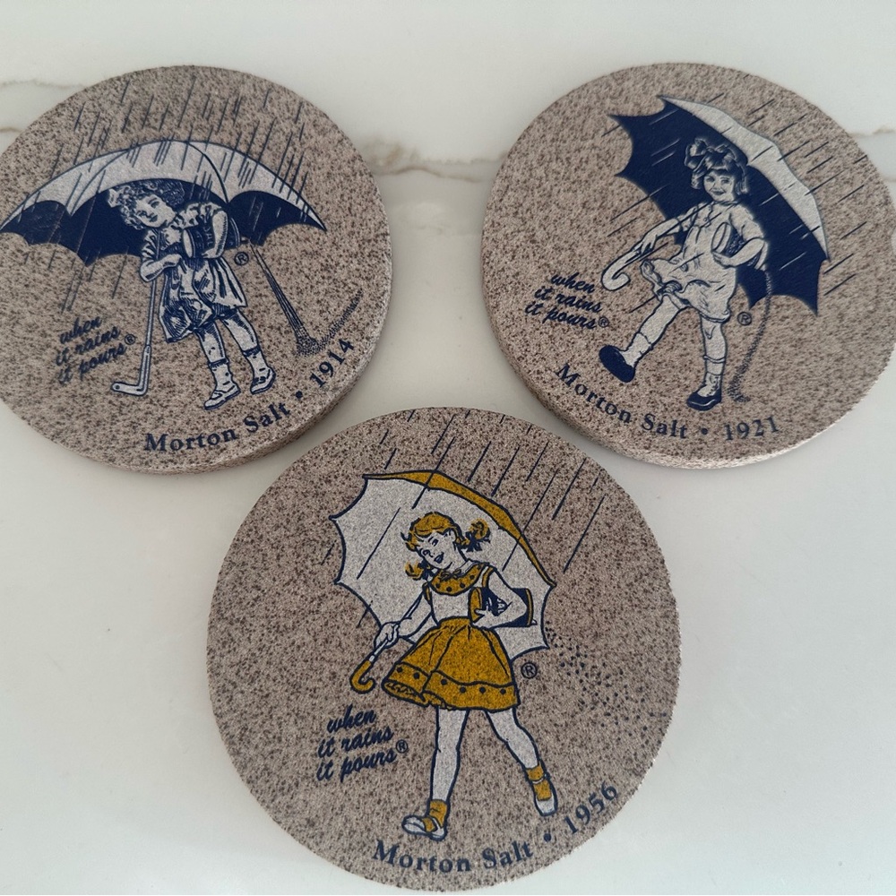 Vintage Morton Salt Coasters Collectors Item - Set of 3